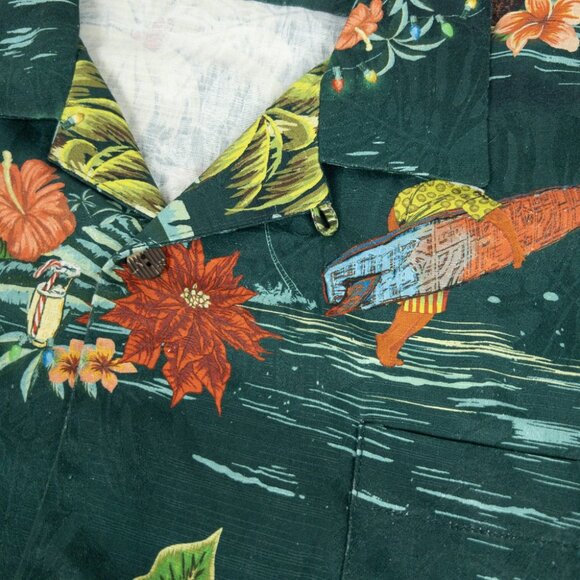 Tommy Bahama Santa Christmas Shirt Men's 3XL Silk Hawaiian Green Aloha Holidays - Picture 7 of 16